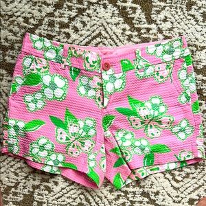 Lilly Pulitzer Pink and Green Bermuda Shorts Floral Resort Style